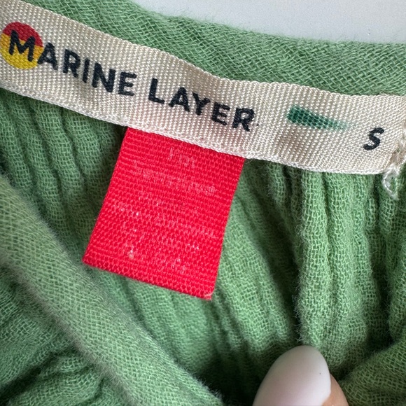 Marine Layer Jude Flutter Sleeve Dress Women Small Jade Sheen green tiered flowy - Picture 3 of 10